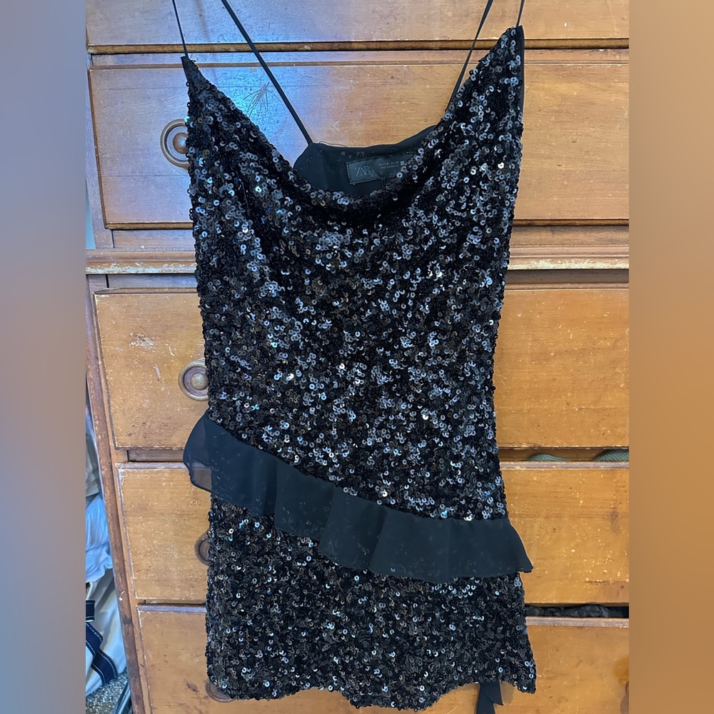 Zara Black Sequin Mini Dress